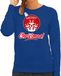Bellatio Decorations Merry Christmas Rendier Kerstbal sweater / kersttrui blauw voor dames - Kerstkleding / Christmas outfit L