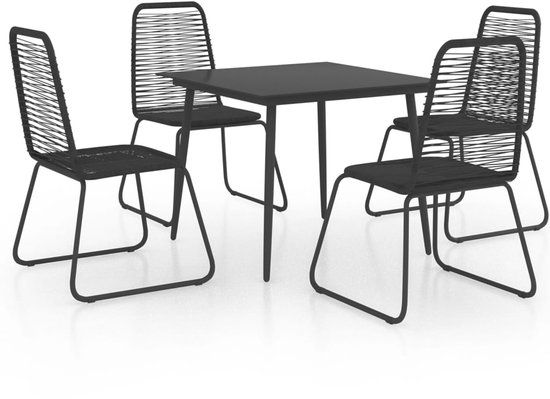 vidaXL 5-delige Tuinset PVC-rattan Zwart