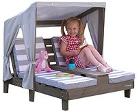 KidKraft Outdoor Dubbele Chaise Lounge met Bekerhouders Grijs