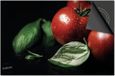 Dietrix Inductie Beschermer 65x52 - DELUXE - Groente en Fruit - Tomaten en basilicum op zwart