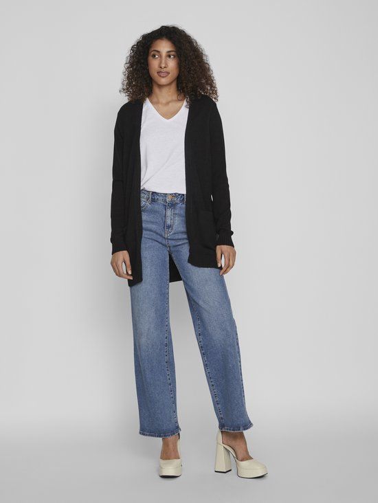 Vila Viril L/S Open Knit Cardigan - Black - Women's Vest - Size XXL