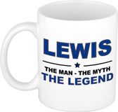 Bellatio Decorations naam cadeau mok - Lewis - man myth legend - koffiemok - 300 ml - collega - vaderdag