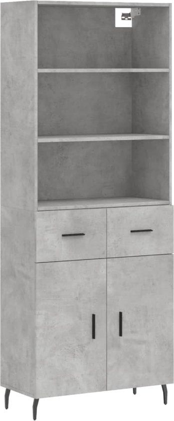vidaXL - Hoge kast - 69,5x34x180 cm - bewerkt hout - betongrijs