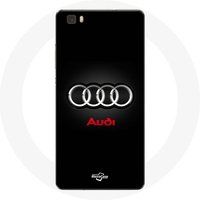 Audi Logo Metaal zwarte achtergrond Maniacase Hoesje voor Huawei P8 Lite