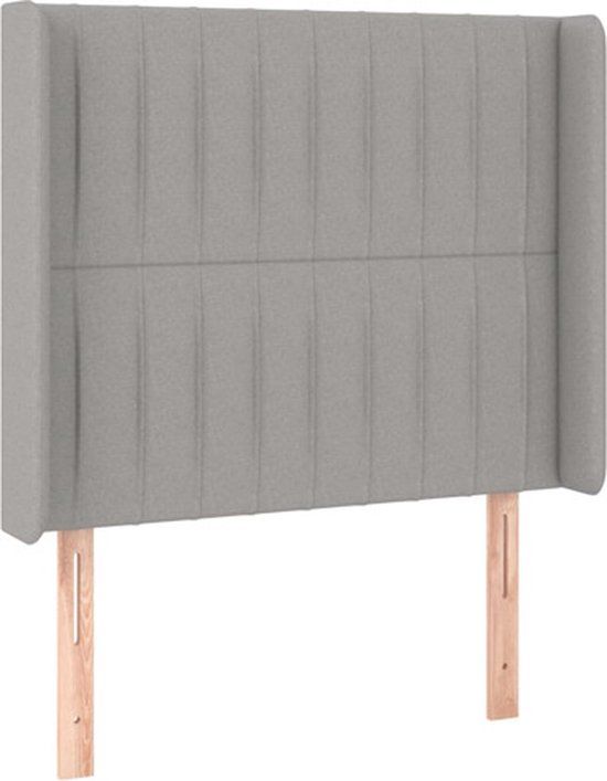 vidaXL Hoofdbord met randen 93x16x118/128 cm stof lichtgrijs