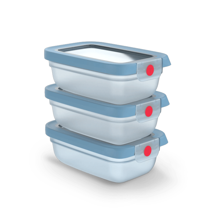 Tefal oneClick Vershoudbakje 3-delige set blauw (3x0,5L) N1230510