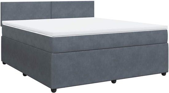 vidaXL Boxspring met matras fluweel donkergrijs 180x200 cm