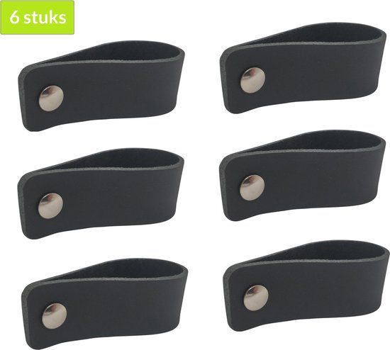 XIVADA Leren Handgreep Zwart - 6 stuks