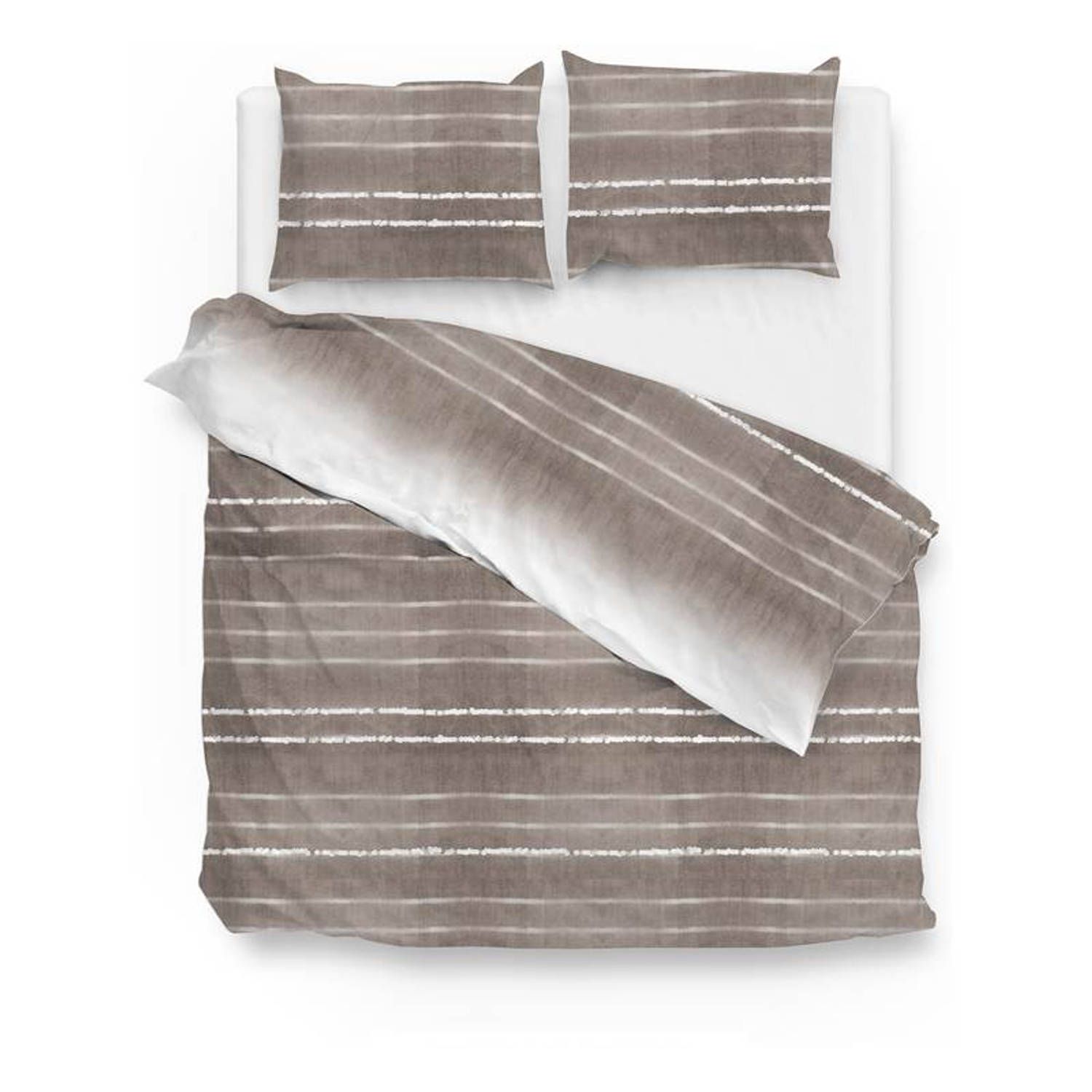Zo!Home zen dekbedovertrek lits-jumeaux (240x200/220 cm + 2 slopen) - taupe - katoen