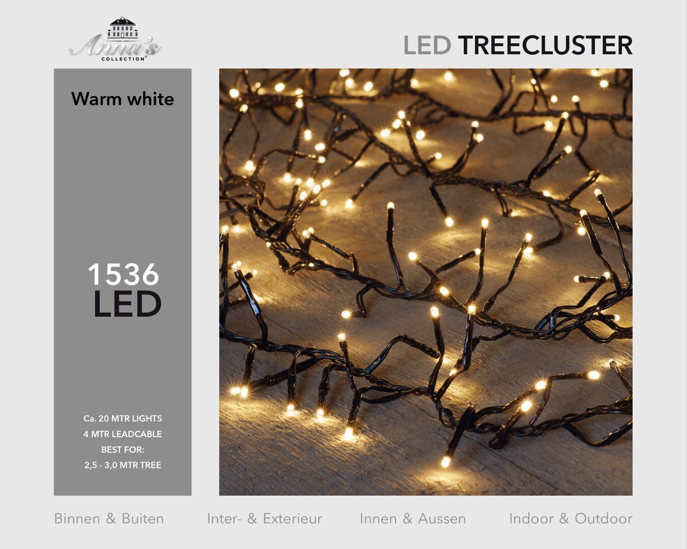 Anna's Collection 2,5-3m treecluster 20m/1536led warm wit