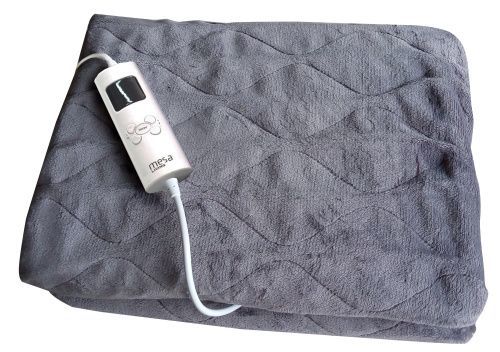 Mesa Living Elektrische Deken - 180x130cm - 2 Persoons - 6 Warmtestanden - Fleece - Grijs/Wit