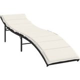 Transat Bain De Soleil avec coussin noir 55x199x50 cm résine tressée