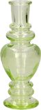 Merkloos Kandelaar Venice - gekleurd glas - ribbel lichtgroen - D5,7 x H15 cm