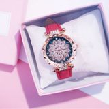 Stuff Certified Starry Sky Horloge Dames - Luxe Anoloog Kwarts Uurwerk voor Vrouwen Rood