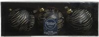 Kaemingk B.V. 3x pièces boules de Noël en verre de luxe laiton noir avec doré 8 cm