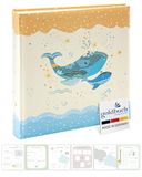 goldbuch 15 395 Babyalbum Blue Whale, babyboek, 30 x 31 x 4 cm | Fotoboek met 58 witte pagina's en 4 geïllustreerde pagina's, kunstomslag met blauwe walvismotief
