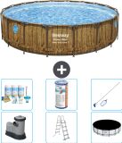 Bestway Swim Vista Bestway Rond Power Steel Swim Vista Zwembad - Houtprint - 549 x 122 cm