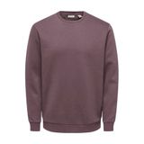 ONLY&SONS Heren Trui - Ronde Hals - Lange Mouw - Katoen - Paars - XS
