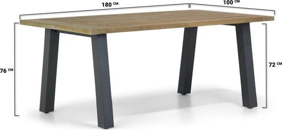Lifestyle Glasgow dining tuintafel 180 x 100 cm - Grijs-antraciet