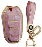 Merkloos / Sans marque Wan GmbH Sleutelhoes - Sleutelhanger Behuizing - Autosleutel Beschermen - Marmer Design - 3 Toetsen - Roze