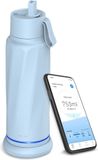 WaterH VITA - Slimme Waterfles met Water Tracker - LED verlichting - Roestvrij staal - Flip Deksel + Rietje - 530ml - Seashell Blue