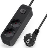BES LED Stekkerdoos met Schakelaar - 2 Stopcontacten - 1.5 Meter - Zwart