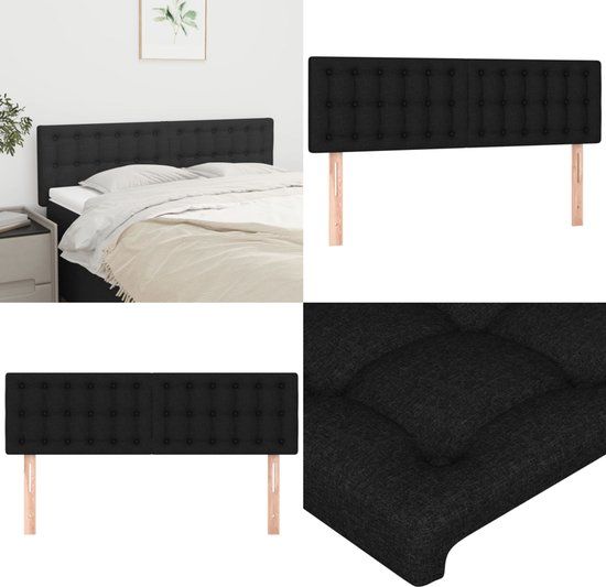 vidaXL Hoofdbord 144x5x78/88 cm stof zwart