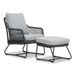 BUITEN living Gianna loungestoel tuin incl. voetenbank | touw + aluminium | Stone Grey