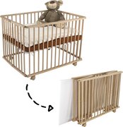 Cabino Babybox Inklapbaar Met In Hoogte Verstelbare Bodem - Kinderbox - Babybox Met Wielen - Beech