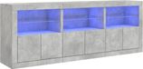 vidaXL Dressoir met LED-verlichting 181,5x37x67 cm betongrijs