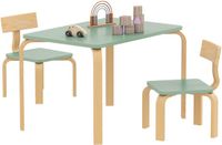 AIYAPLAY Kindertafel en -stoelenset - Populierenhout - 78x53x53cm - Groen