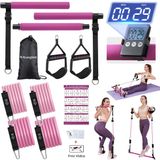 Bâton de Pilates avec bandes de résistance - Set de 6 - Pour la maison avec ancre de porte