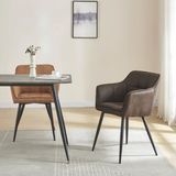 en.casa Eetkamerstoel Birmingham kuipstoel 81x57x53 cm donkerbruin en zwart
