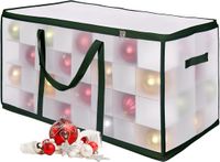 Merkloos Relaxdays Kerstballen opbergbox - voor 128 ballen - kunststof - transparant-groen