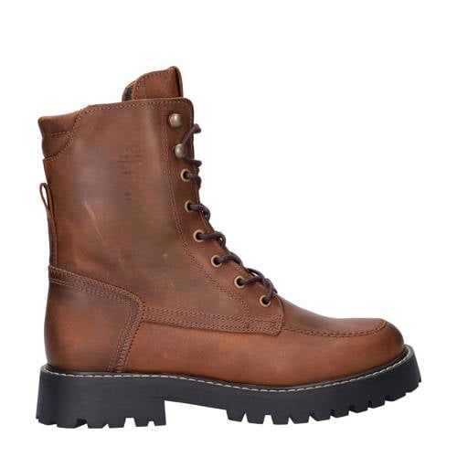 Nelson leren veterboots bruin
