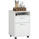 Homcom Bureau sur roulettes, tiroir, armoire, niche, panneau de particules, blanc