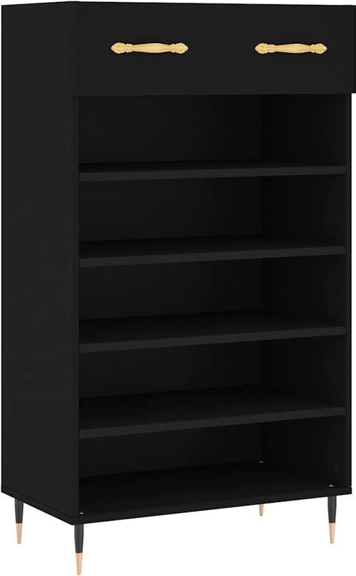 vidaXL Schoenenkast - Zwart - Hout