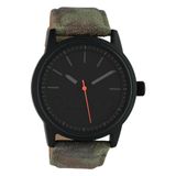 OOZOO Timepieces - Zwarte horloge met camouflage leren band - C10307