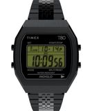 Timex T80 Herenhorloge, 36 mm, zwart bandje van roestvrij staal met digitale wijzerplaat en kast van roestvrij staal, TW2W91600