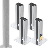 KOTARBAU® 4 Stuks Paalhouder, Gegalvaniseerd Staal, Paalvoet, 60 x 40 mm, om te Schroeven, Zilver, Paalsteun, Weerbestendig