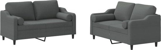 vidaXL 2-delige Loungeset met kussens stof donkergrijs