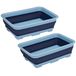 Panier à linge/panier de rangement pliable - 2x - plastique - 12 litres - bleu - 37 x 27 x 12 cm