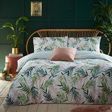 furn. Bali Palm Dekbedovertrek en Kussensloop Set, Groen, Eenpersoons
