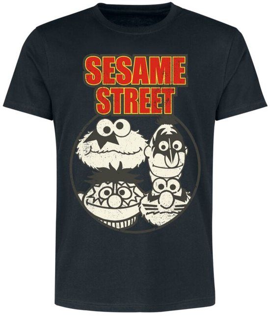 Sesame Street Monster Street Heren T-shirt - zwart - 3XL