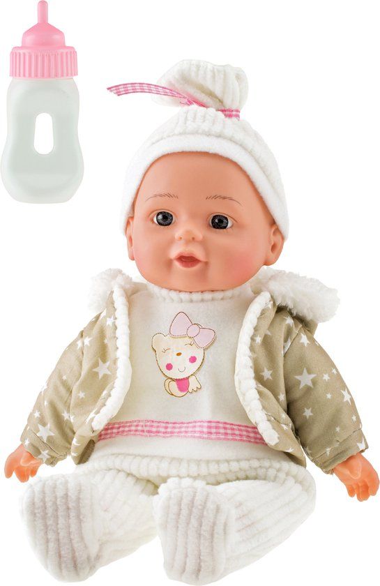 Toi Toys Lovely Baby Babypop - 32cm - Winterkleding en Flesje - Multicolor
