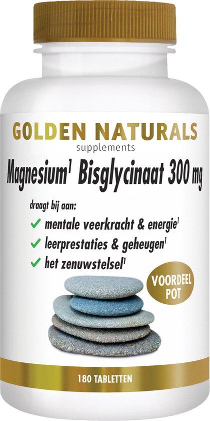 Golden Naturals Magnesium Bisglycinaat 300mg - 180 Veganistische Tabletten