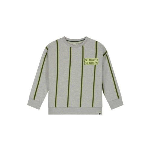 Stains&Stories gestreepte sweater - grijs