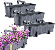 KADAX Wamat, 60 cm, set van 3 balkonbakken, kunststof plantenbak voor balkon en tuin, grafiet