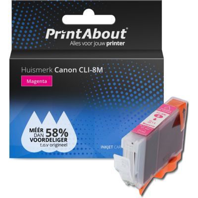 PrintAbout Huismerk CLI-8M Magenta Inktcartridge | Compatibel met Canon