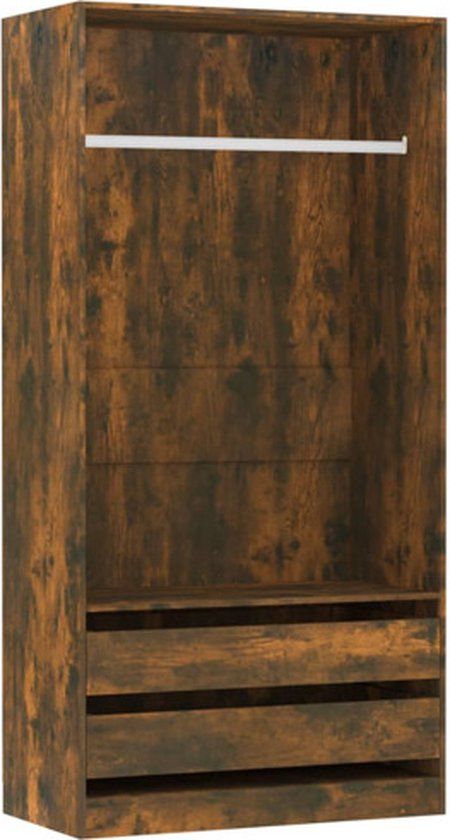vidaXL Kledingkast - 100x50x200 cm - Bewerkt Hout - Gerookt Eikenkleurig